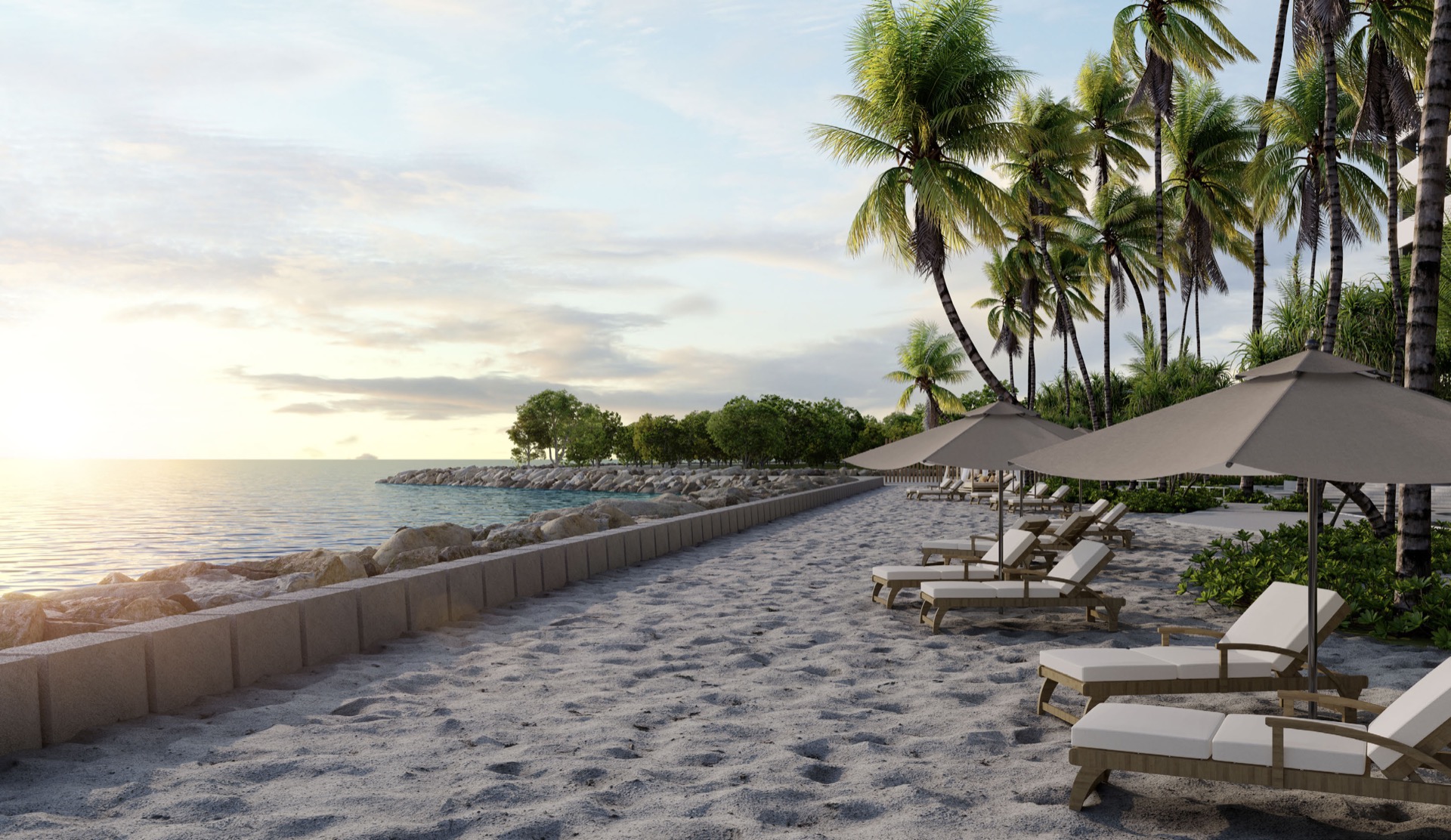 Artist's impression of the landscaped beach at COVE Residence Melaka